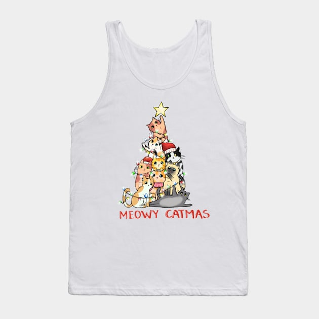 Christmas Cat Butt Tree, Wreath Kitty Funny Holiday Kitten Design Tank Top by ThatVibe